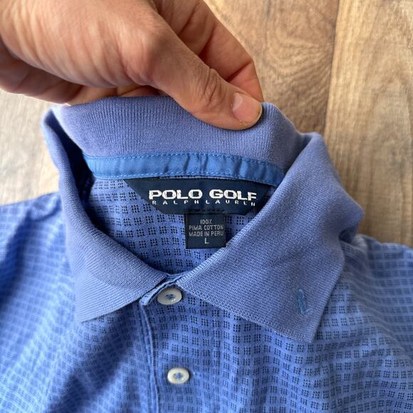 Vintage 90s Polo Ralph Lauren Golf Polo Shirt Men's Large Blue Athletic Cotton‎ - Picture 2 of 10